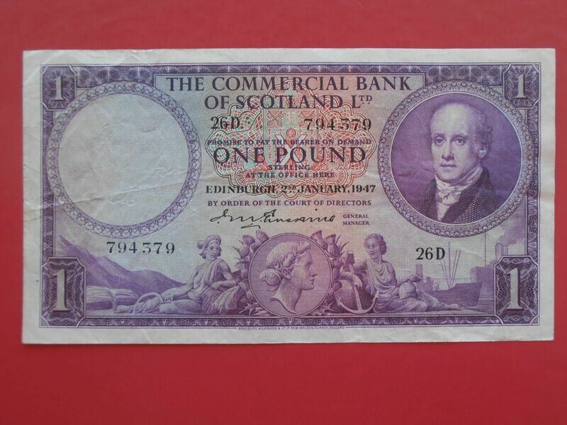 Commercial Bank of Scotland £1  -  1947