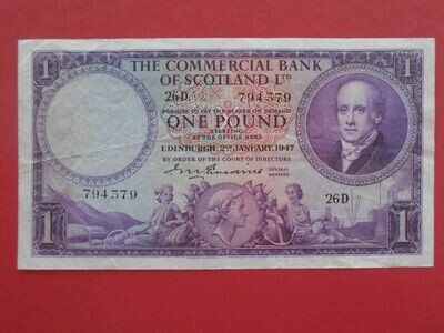 Commercial Bank of Scotland £1 - 1947