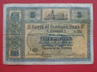 North of Scotland Bank £5 - 1934