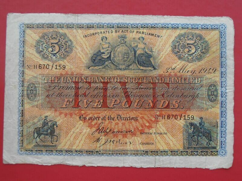 Union Bank of Scotland £5  -  1949