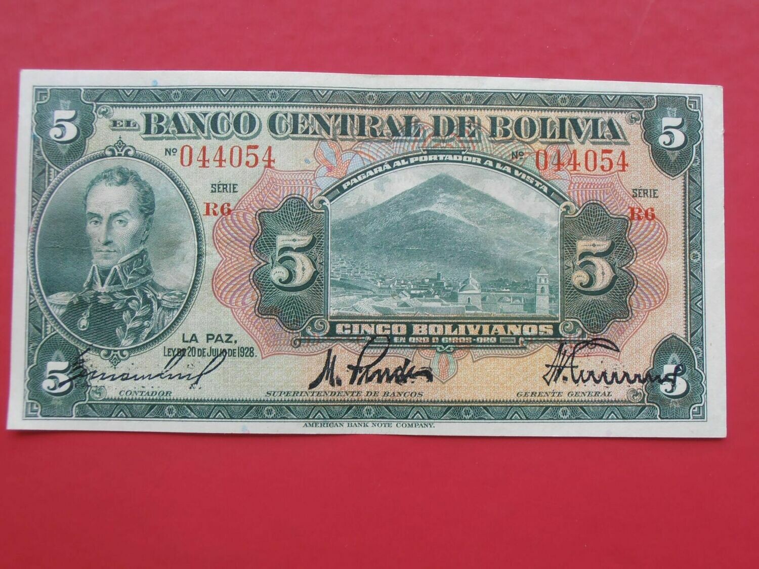 Bolivia 5 Bolivianos  -  1928
