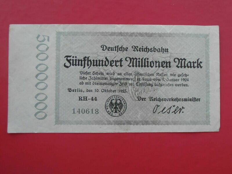 Germany 500 Million Marks  -  1923  (Railway)
