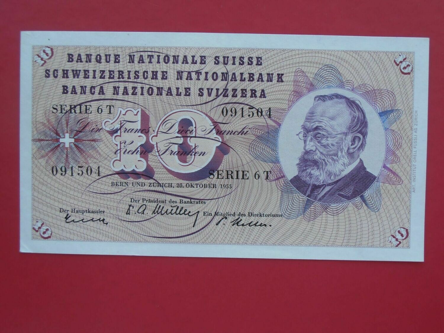 Switzerland 10 Francs  -  1955