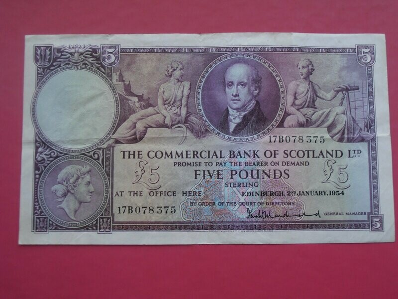 Commercial Bank of Scotland £5  -  1954
