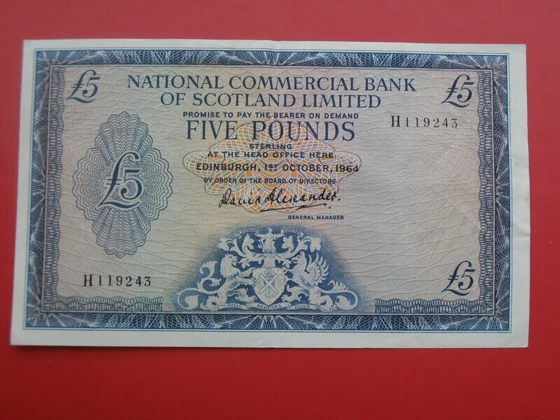 National Commercial Bank £5  -  1964