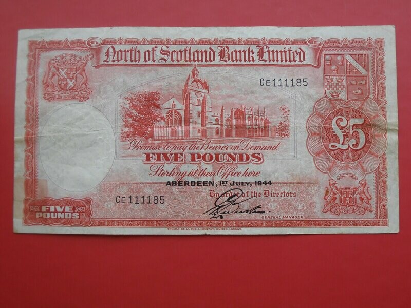 North of Scotland Bank £5  -  1944