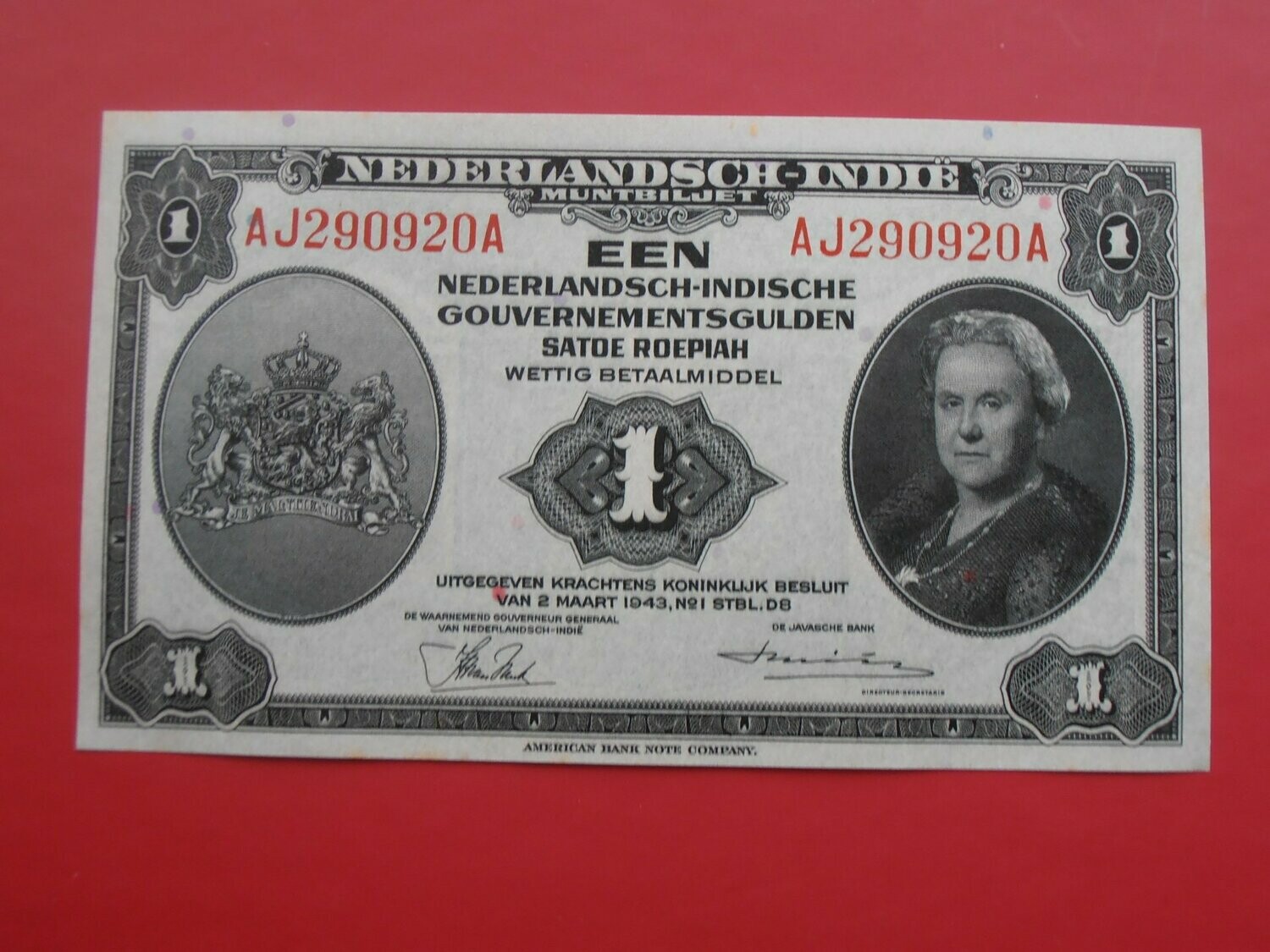 Netherlands Indie 1 Gulden  -  1943