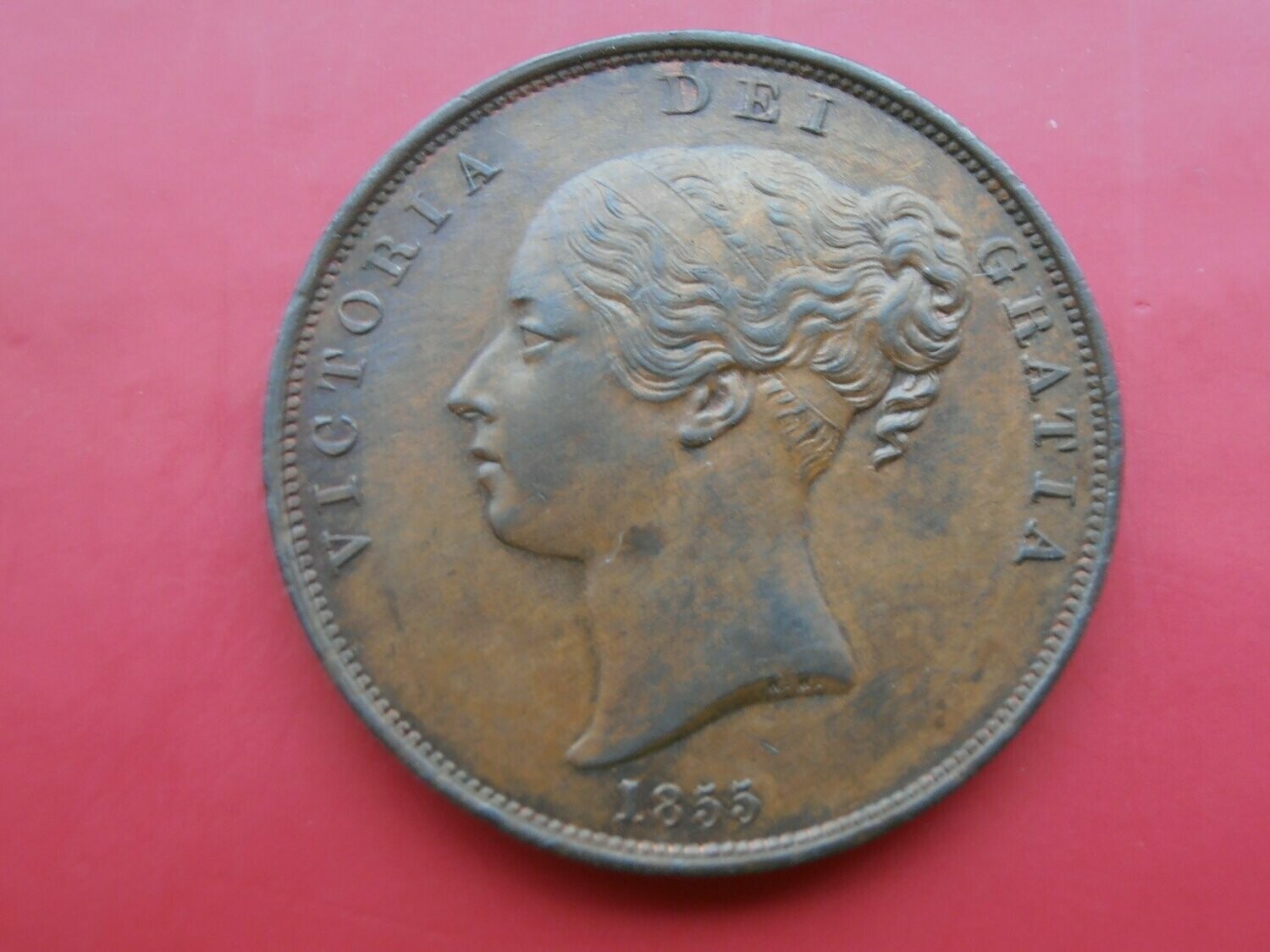 1855  -  Penny  (Plain Trident)