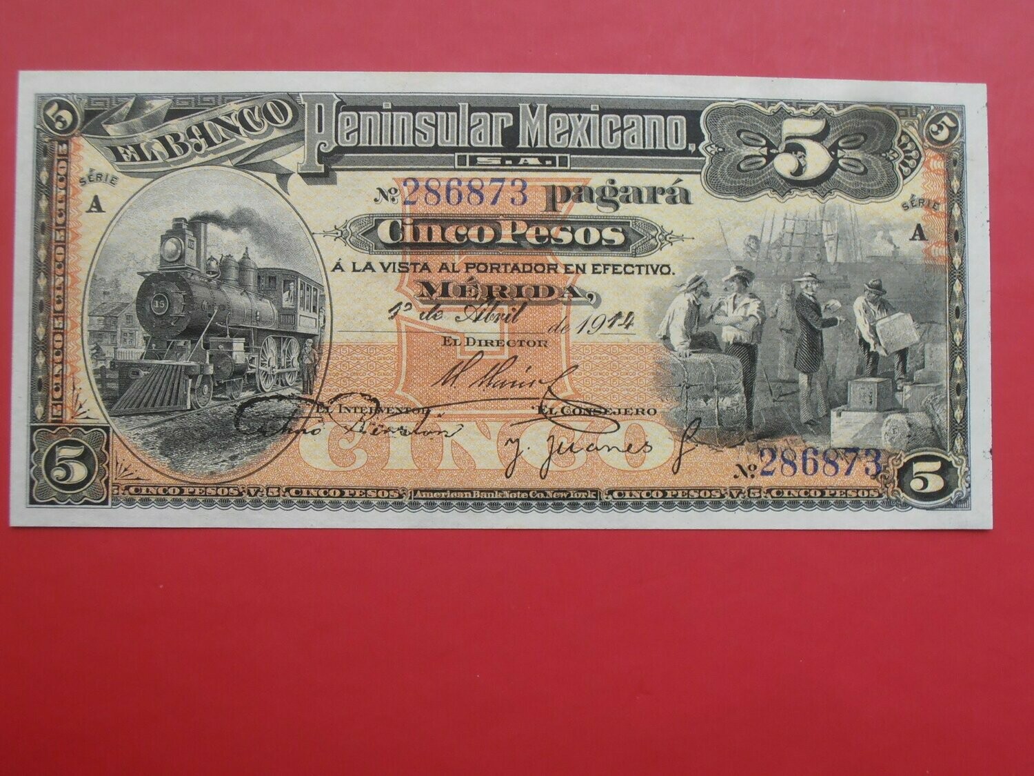 Mexico 5 Pesos  -  1914