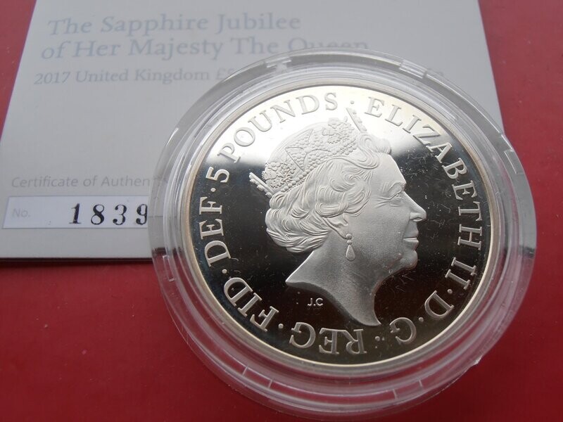Silver Proof Piedfort Five Pound Crown  -  2017