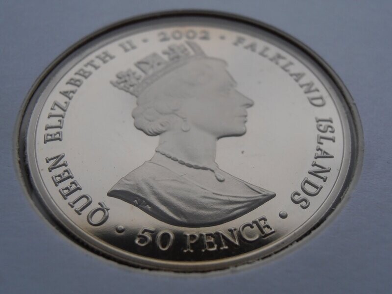 Falkland Islands 50 Pence First Day Coin Cover  -  2002
