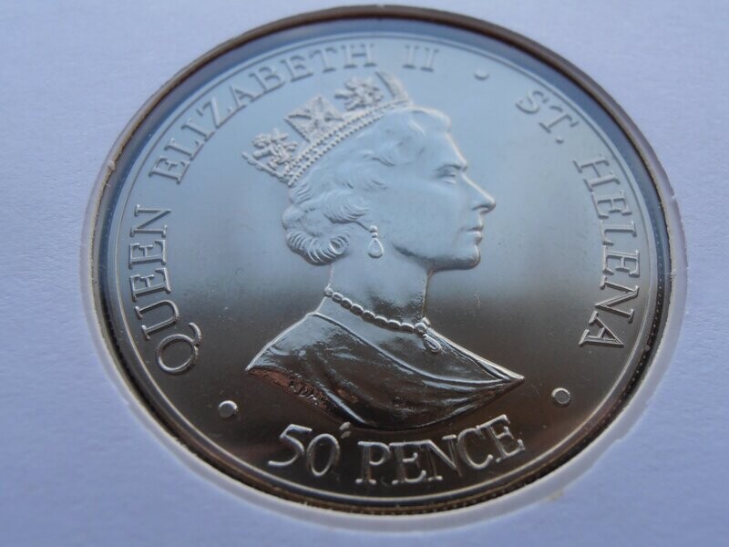 St Helena 50 Pence First Day Coin Cover  -  2001