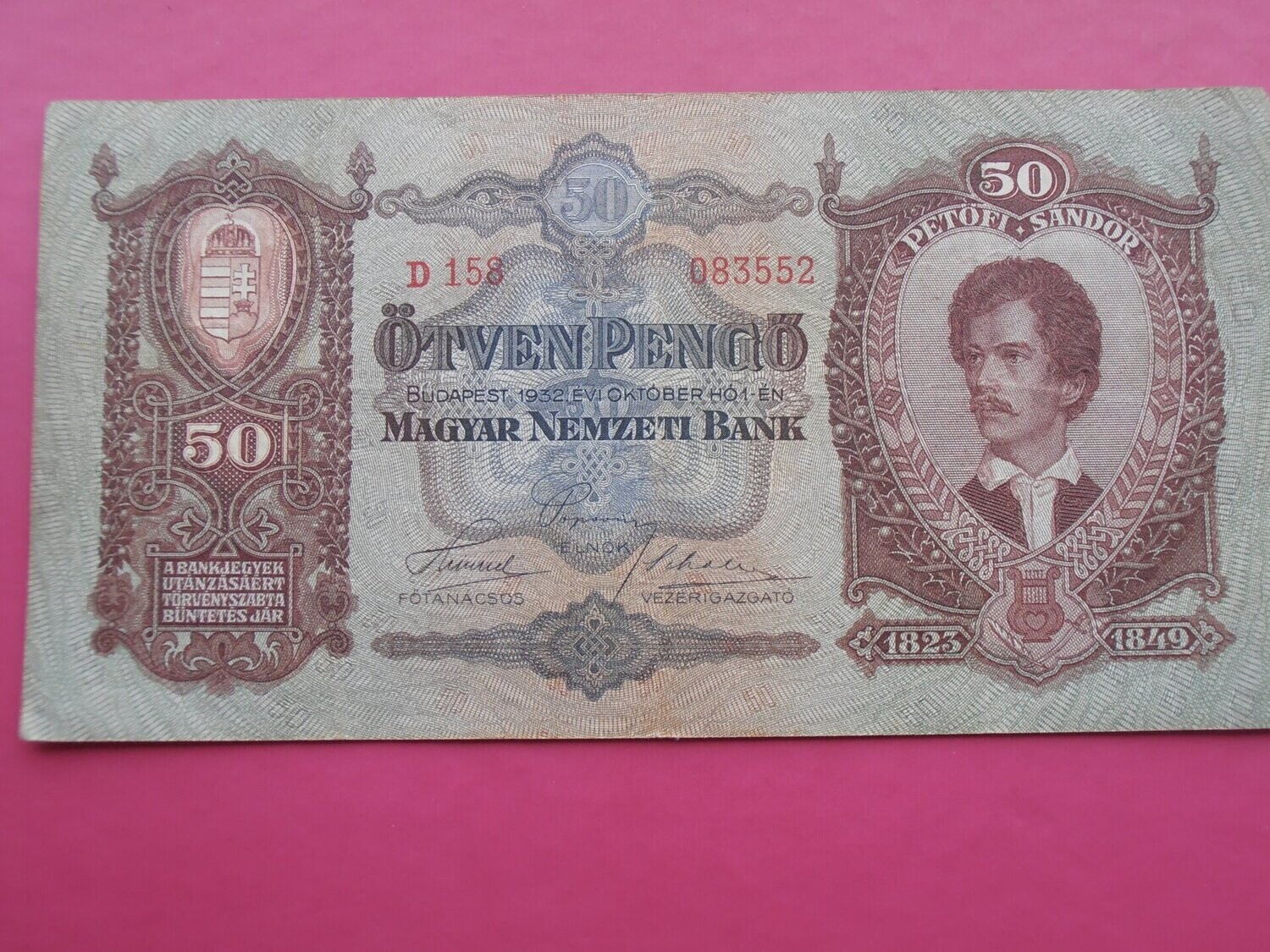 Hungary 50 Pengo  -  1932