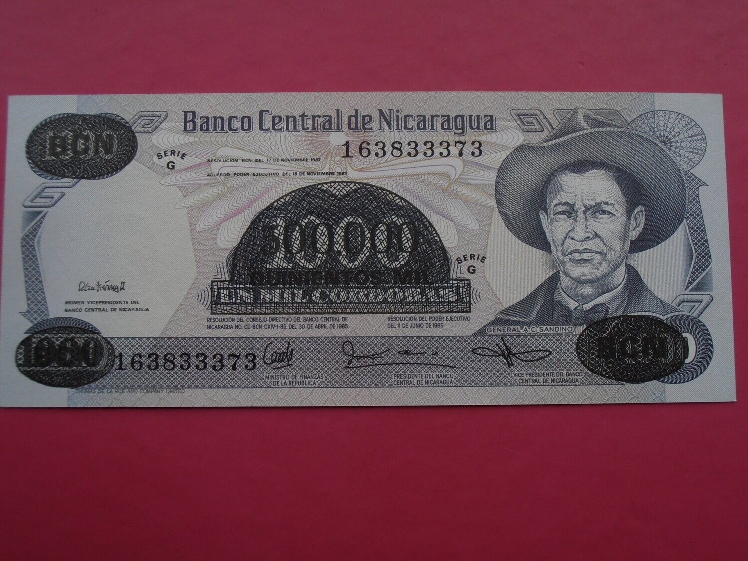 Nicaragua 500000/1000 Cordobas  -  1987