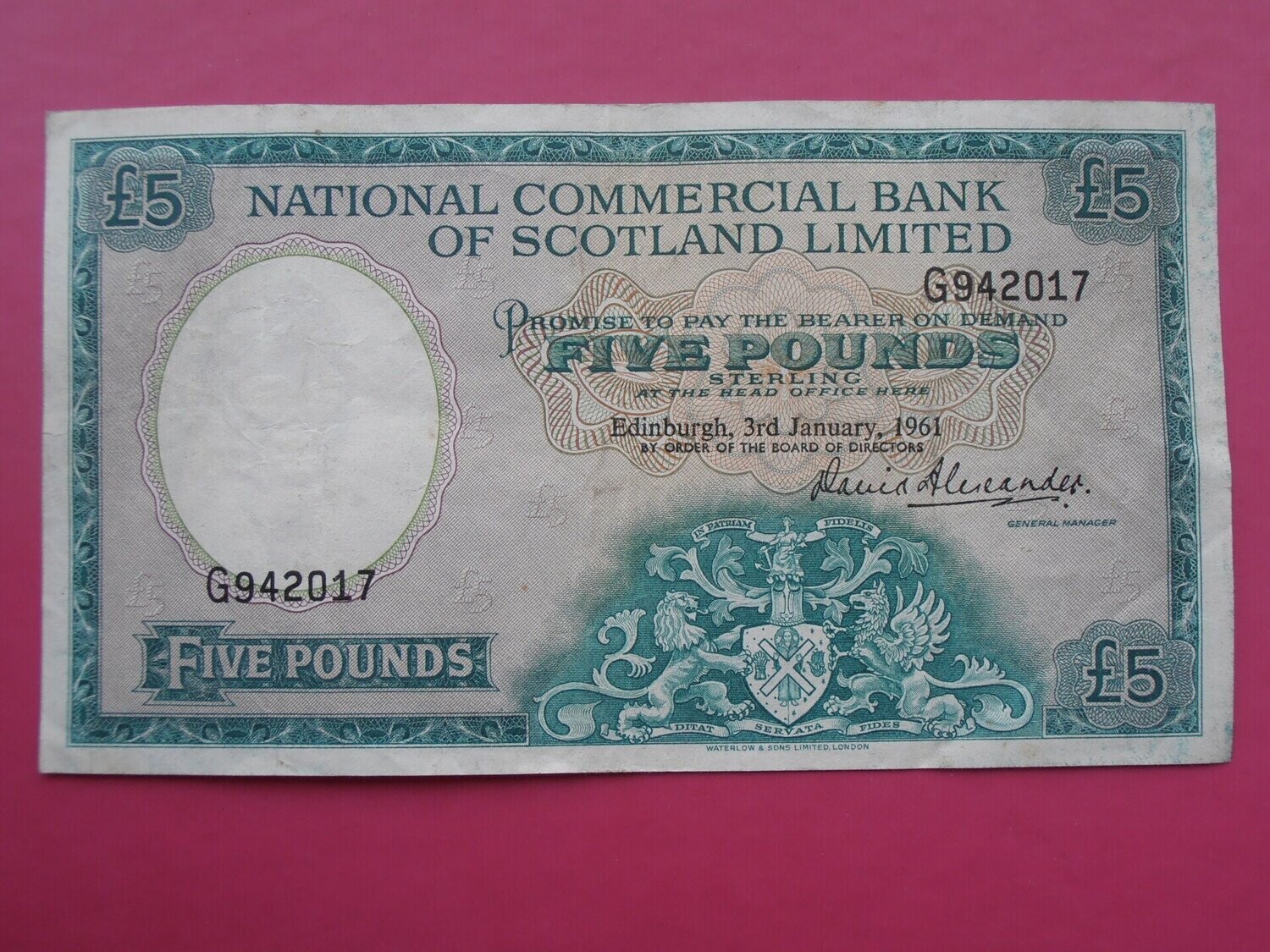 National Commercial Bank £5 - 1961