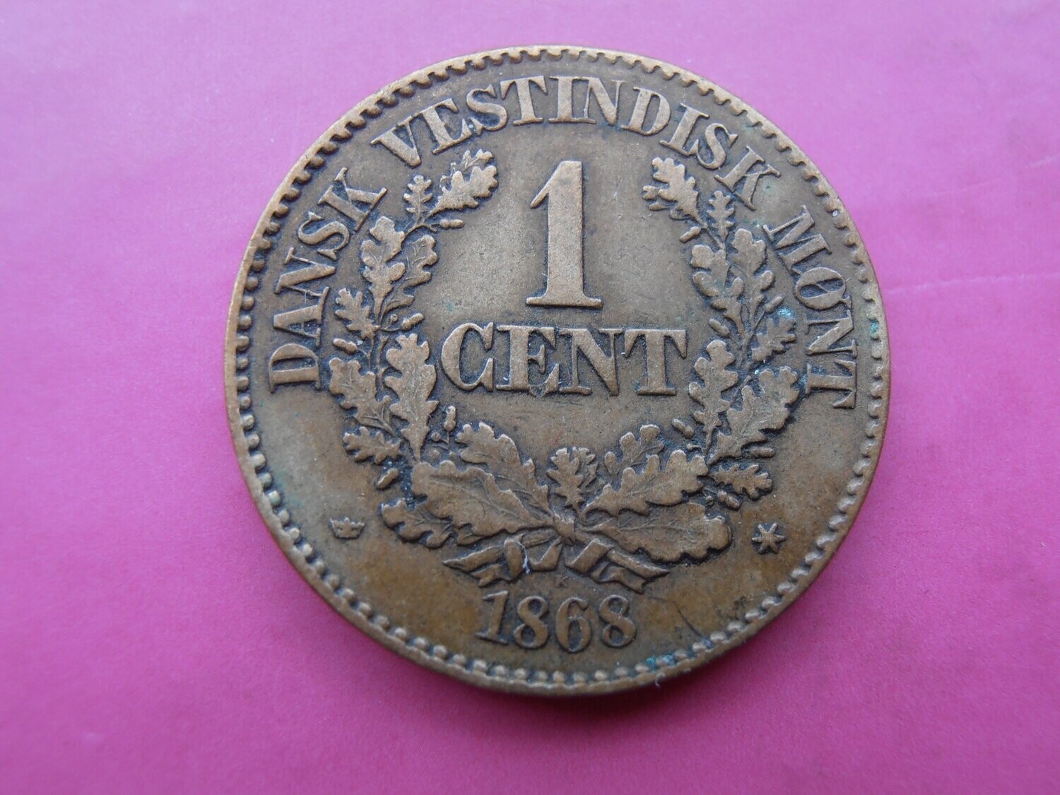 Danish West Indies 1 Cent  -  1868