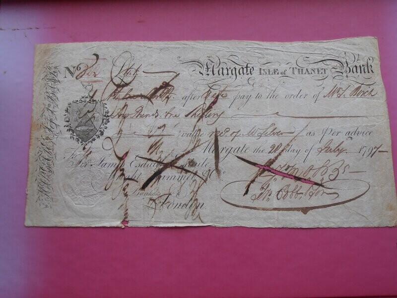 Margate Isle of Thanet Bank Draft  -  1797