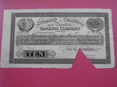 Stamford Spalding & Boston Bank £10 - 1906