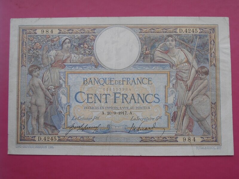France 100 Francs  -  1917