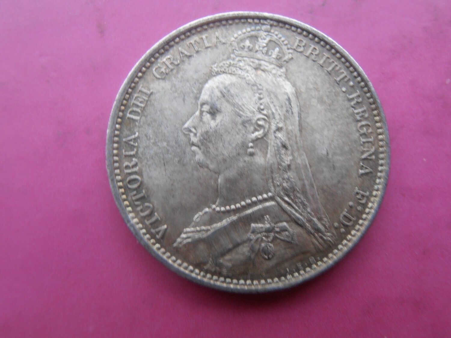 1887  -  Sixpence  Wreath
