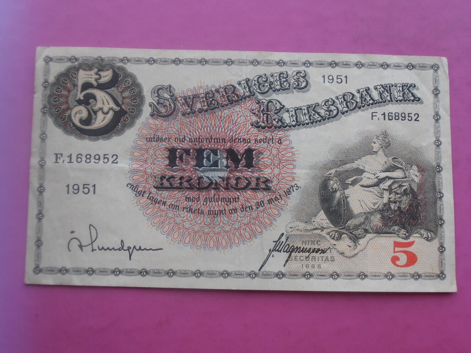 Sweden 5 Kronor  -  1951