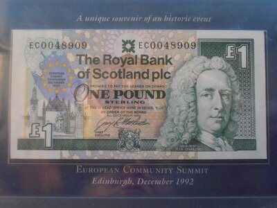 Royal Bank of Scotland £1 - 1992 European Summit (In Case of Issue)