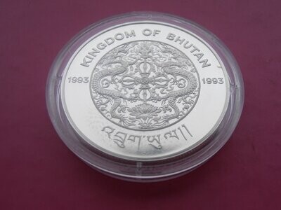 Bhutan 300 Ngultram Silver Proof - 1993