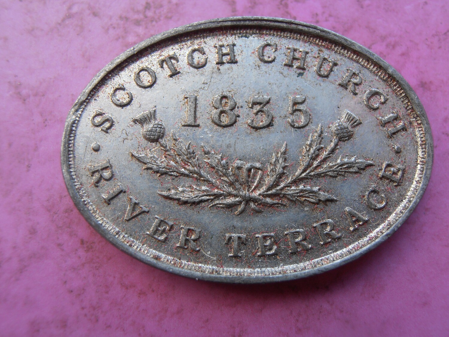 Communion Token London Scotch Church River Terrace - 1835