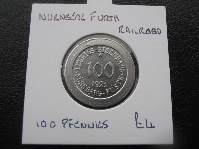 Nurnberg-Furth 100 Pfennigs - 1921 (Railway)