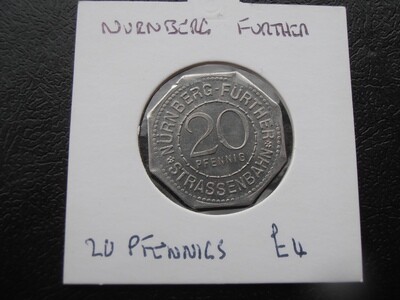 Nurnberg-Furth 20 Pfennigs - 1918 (Tramways Peter Henlein)