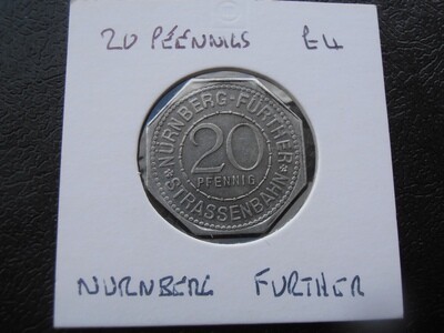 Nurnberg-Furth 20 Pfennigs - 1918 (Tramways Durer Haus)