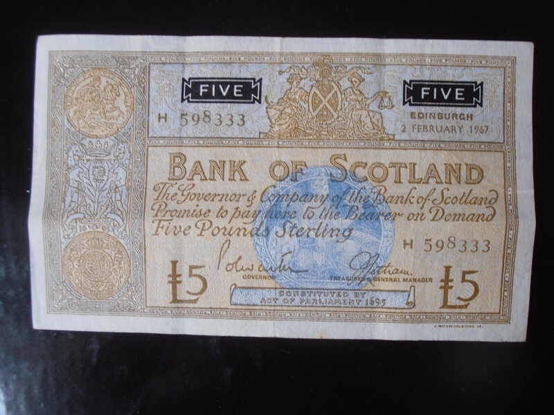 Bank of Scotland £5  -  1967