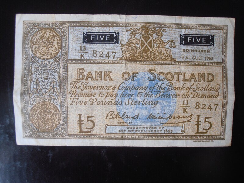 Bank of Scotland £5  -  1962