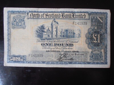North of Scotland Bank £1 - 1949