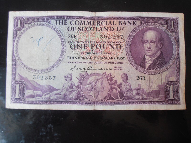Commercial Bank of Scotland £1  -  1952