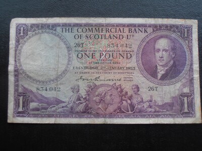 Commercial Bank of Scotland £1 - 1953