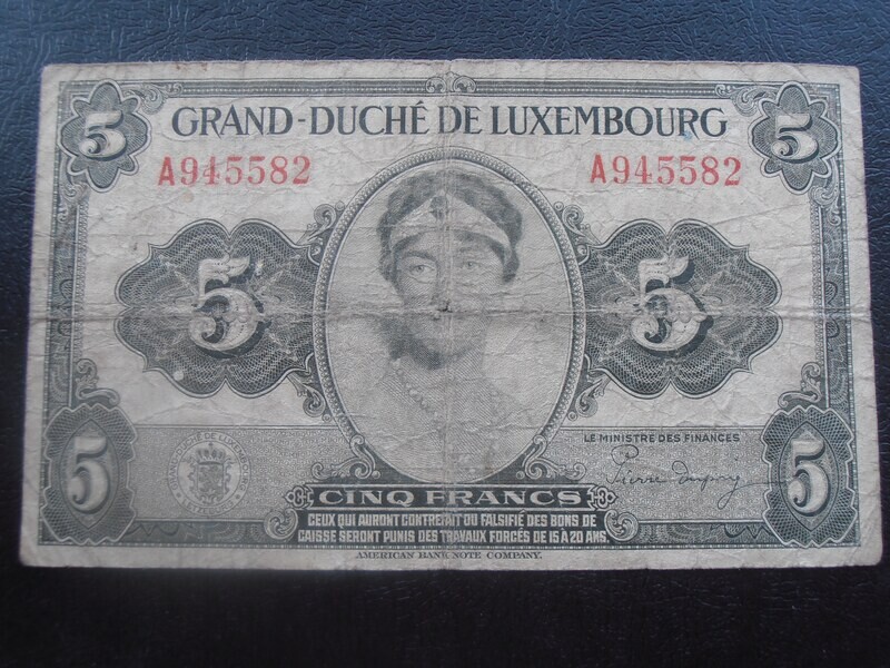 Luxembourg 5 Francs - 1944