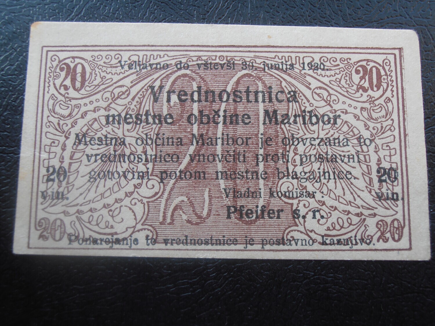 Slovenia Maribor 20 Vinarjev - 1920