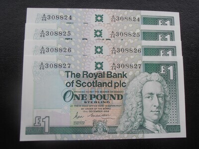 Royal Bank of Scotland £1 - 1988 (4 Off)