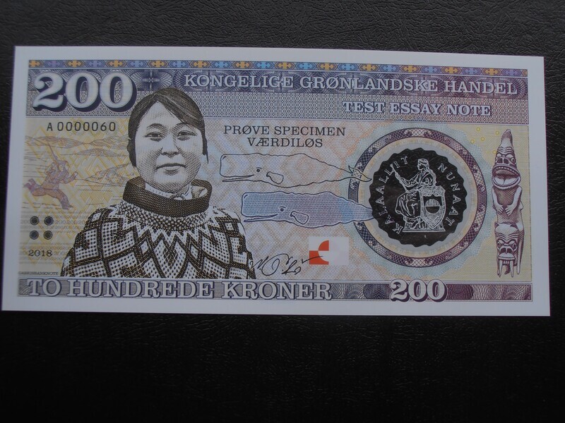 Greenland 200 Kroner - 2018 (Specimen Test Note)