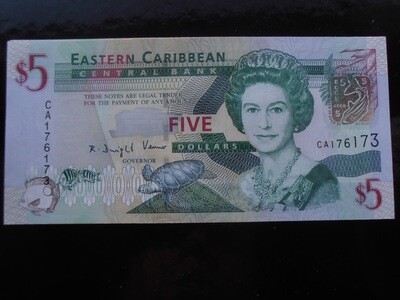 East Carribean States 5 Dollars - 2008