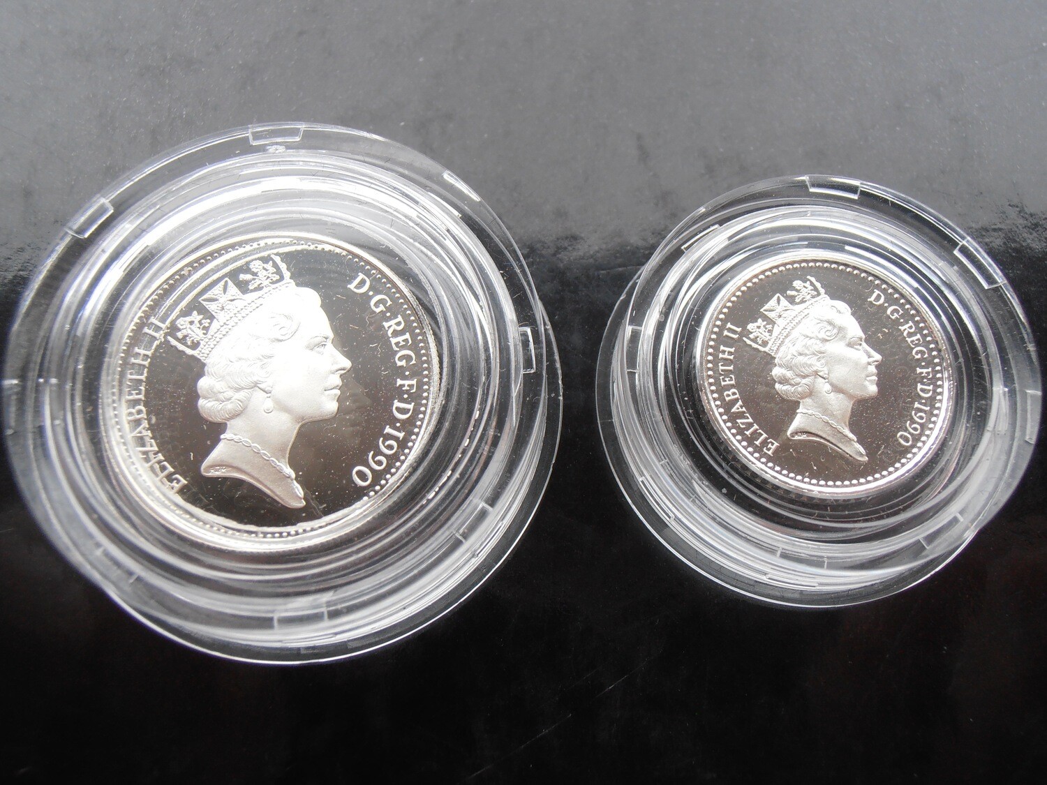 Silver Proof  5 Pence 2 Coin Set  -  1990  MRPD1