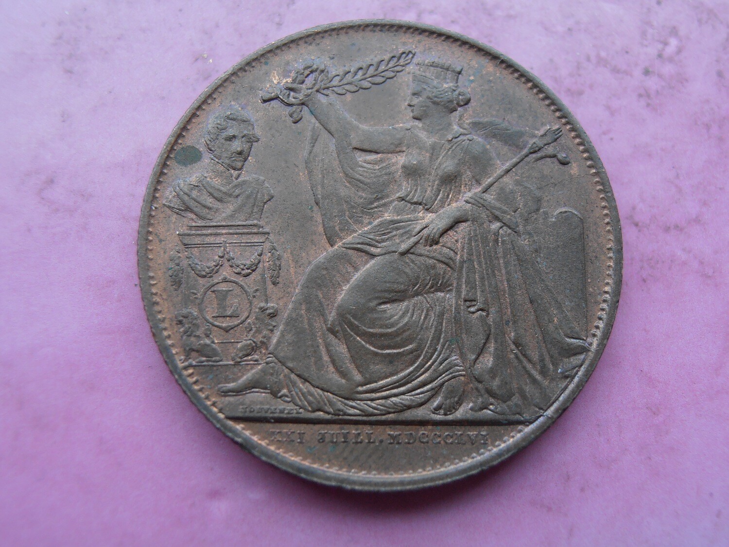 Belgium 1856 bronze medal Léopold I - 25th Anniversary Inauguration of the King
