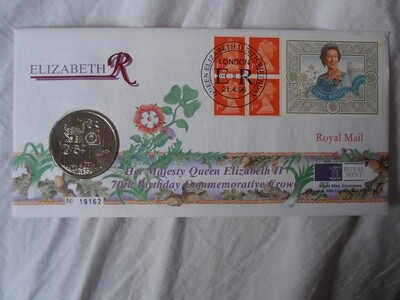 1996 - United Kingdom Five Pounds First Day Cover (Queens 70th Birthday)