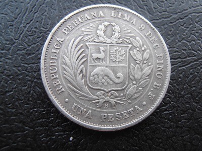 Peru 1 Peseta - 1880 (Scarce)