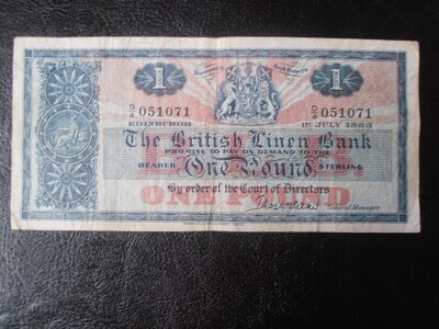 British Linen Bank £1 - 1963