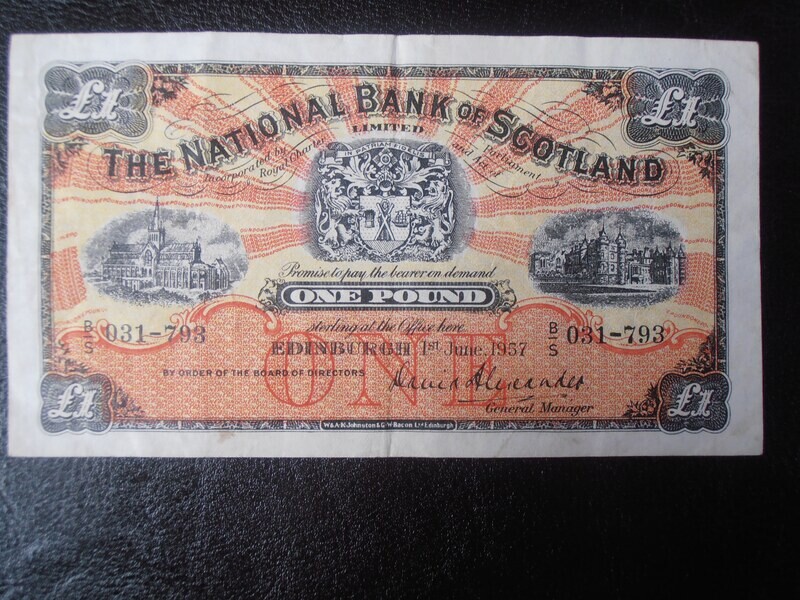 National Bank of Scotland £1  -  1957