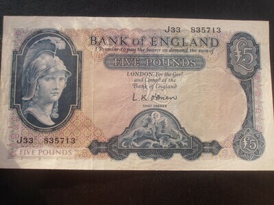 Bank of England £5 - From July 1961