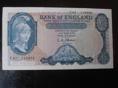 Bank of England £5 - From February 1957