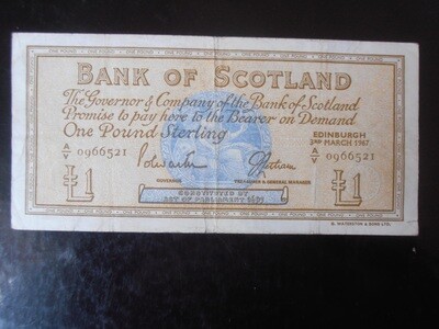 Bank of Scotland £1 - 1967